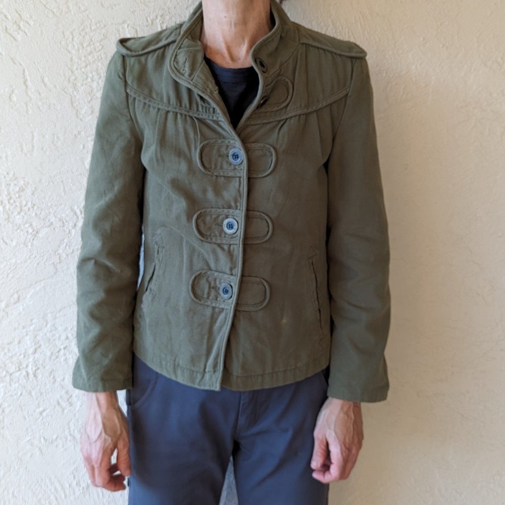 Tulle | M Cotton Olive Green Military Style Coat Jacket Anthropologie